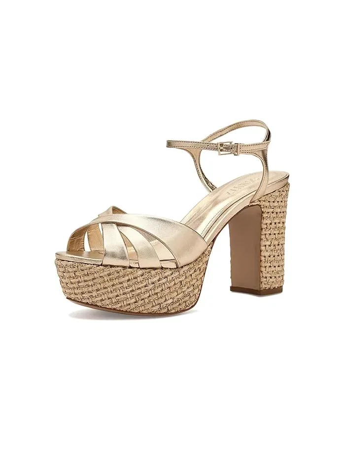 Босоножки на платформе Keefa Raffia Schutz — изображение 1 из 4, серебристый