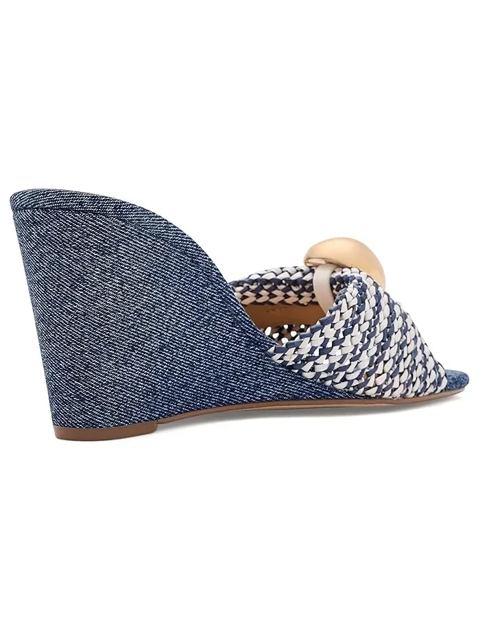 Босоножки на каблуке Nessla Nine West — изображение 3 из 4, кремовый/джинсовый синий