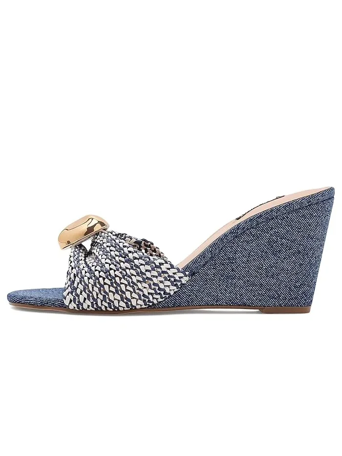Босоножки на каблуке Nessla Nine West — изображение 4 из 4, кремовый/джинсовый синий