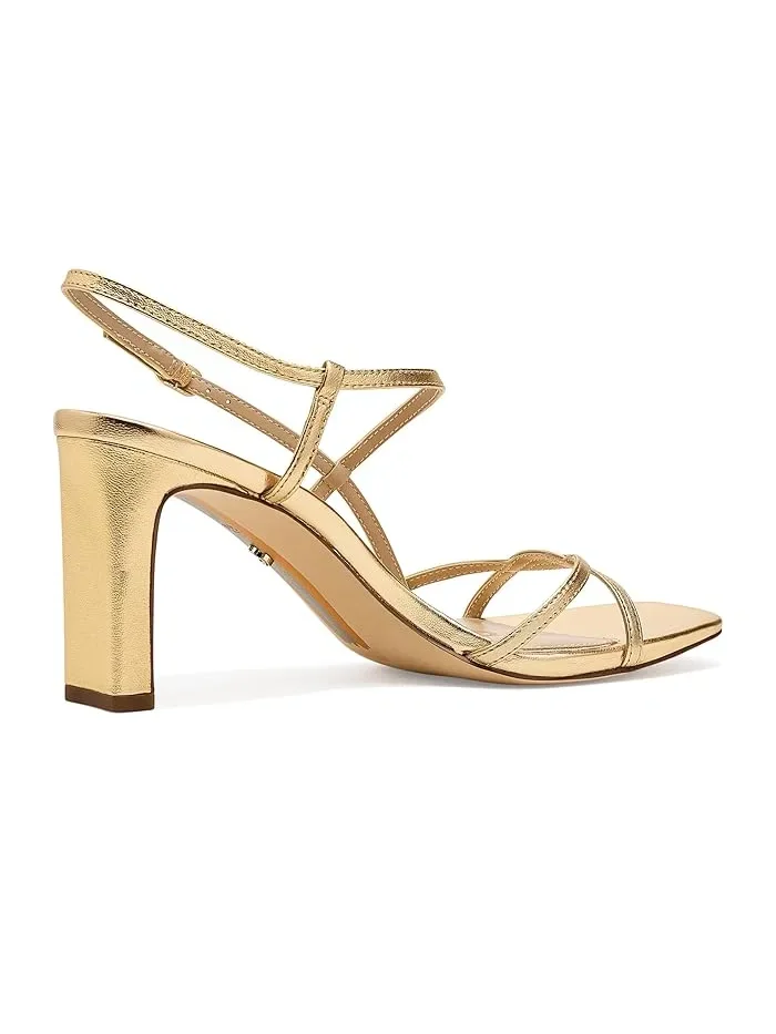Туфли на каблуке с открытым носком Sam Edelman — изображение 3 из 4, золотистый