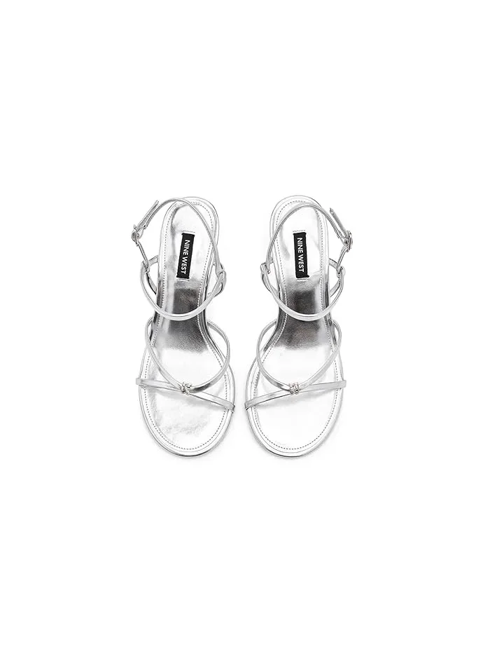 Босоножки на каблуке Devva Nine West — изображение 2 из 4, серебряный