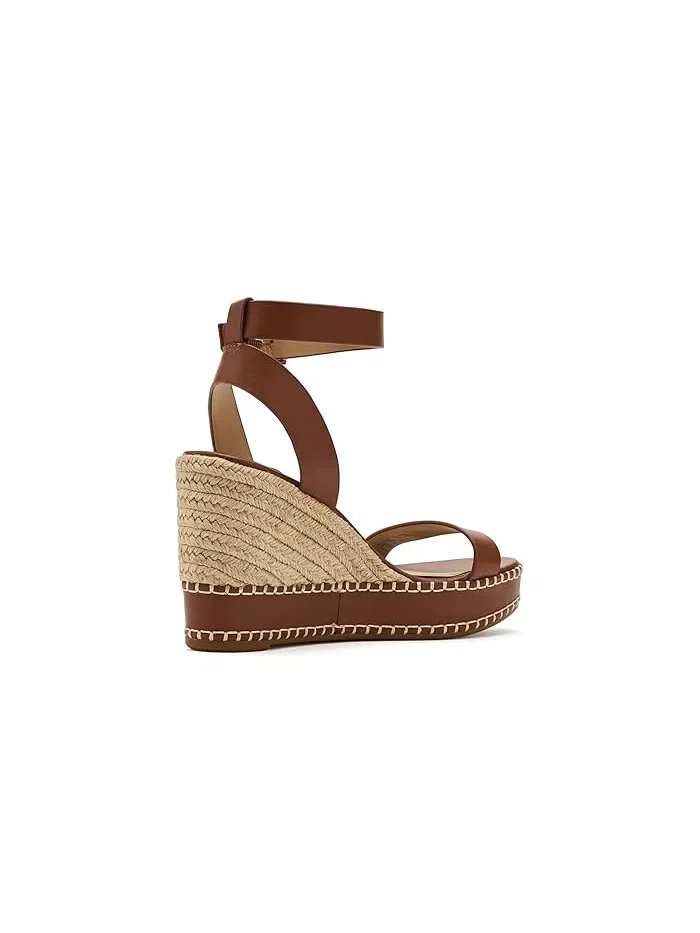 Босоножки на каблуке Hilarie Leather Espadrille Lauren Ralph Lauren — изображение 3 из 4, бежевый