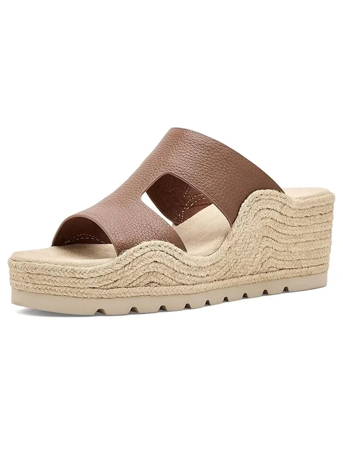 Босоножки на танкетке Cyril Vaneli, Cuoio Milled Calf — изображение 1 из 4, коричневый