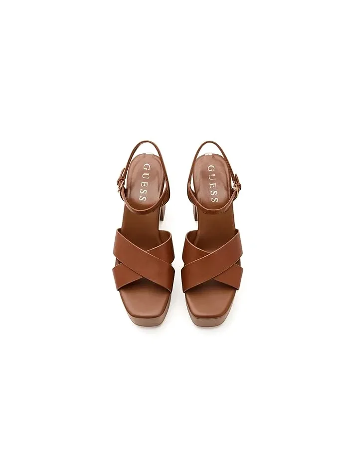 Туфли-лодочки с каблуком Qeelin GUESS, Dark Natural Leather — изображение 2 из 4, бежевый