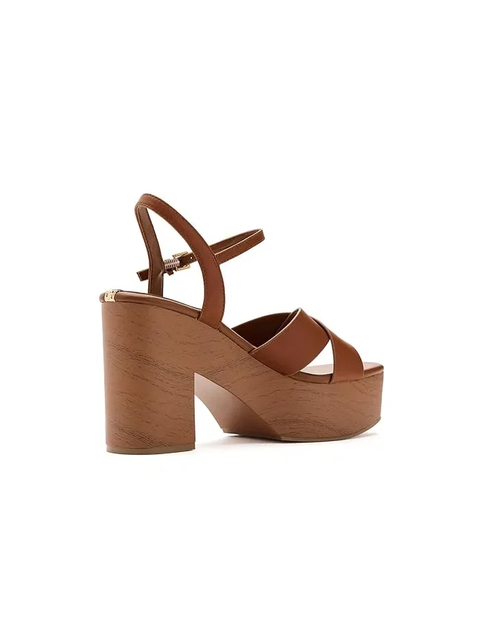 Туфли-лодочки с каблуком Qeelin GUESS, Dark Natural Leather — изображение 3 из 4, бежевый