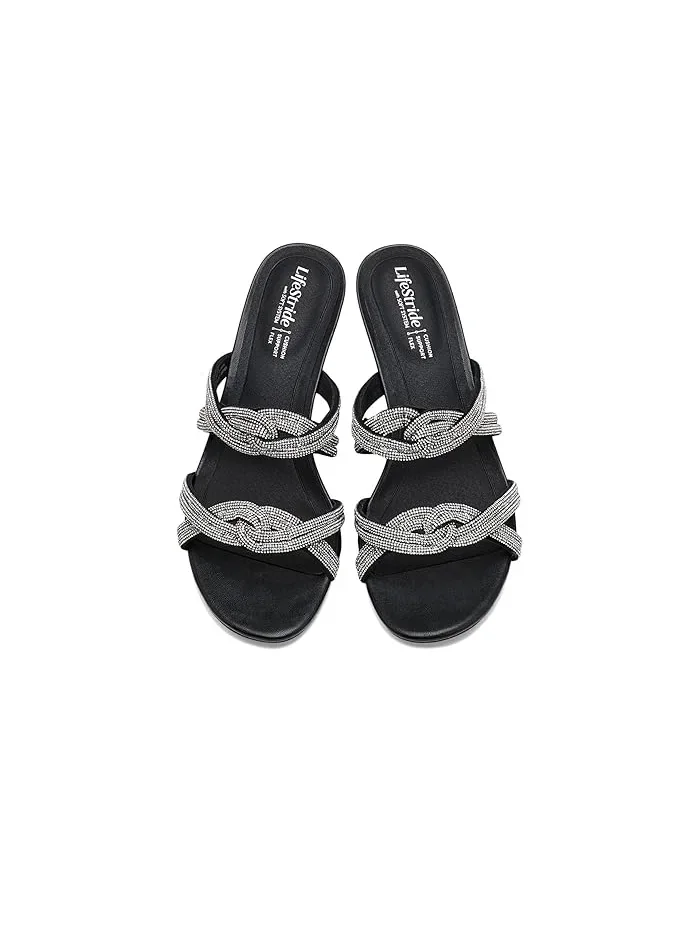 Босоножки с блестками Night-out Slide Sandals LifeStride — изображение 2 из 4, черный