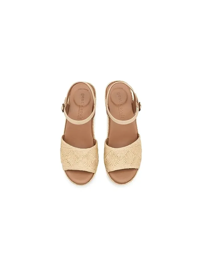 Босоножки на танкетке с цветочным орнаментом Nevio Gentle Souls by Kenneth Cole — изображение 2 из 4, натуральный