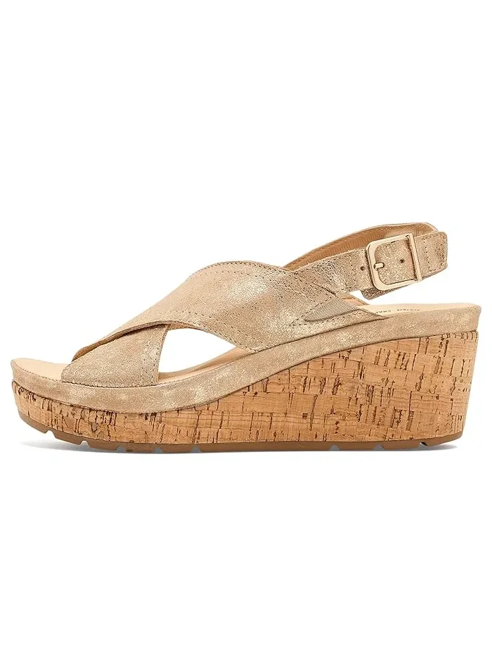 Босоножки на танкетке Portola Slingback Wedge Samuel Hubbard — изображение 4 из 4, золотистый металлик