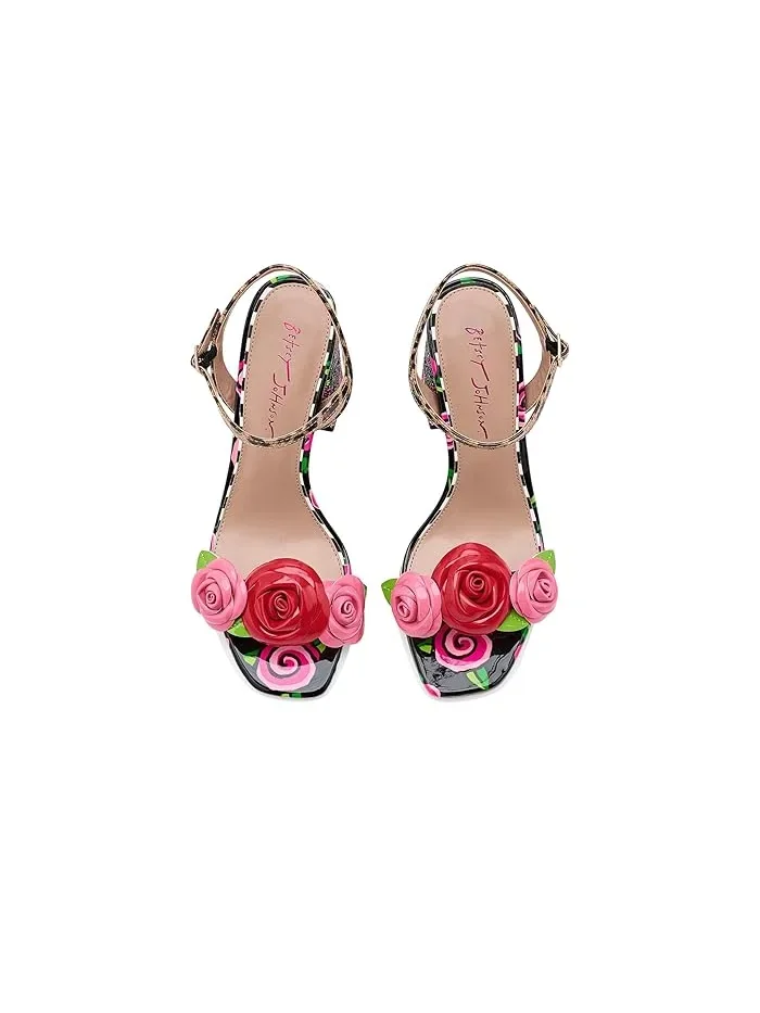 Туфли на каблуке с цветами Krystle Blue by Betsey Johnson — изображение 2 из 4, черный розовый