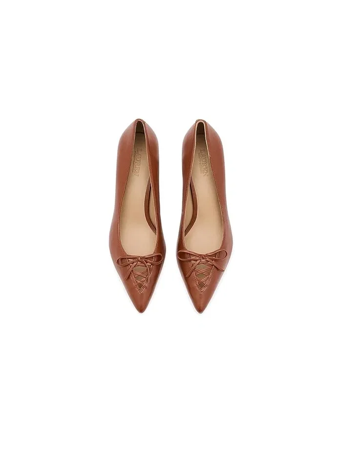 Туфли на каблуке Adrienne из кожи Nappa Lauren Ralph Lauren — изображение 2 из 4, бежевый