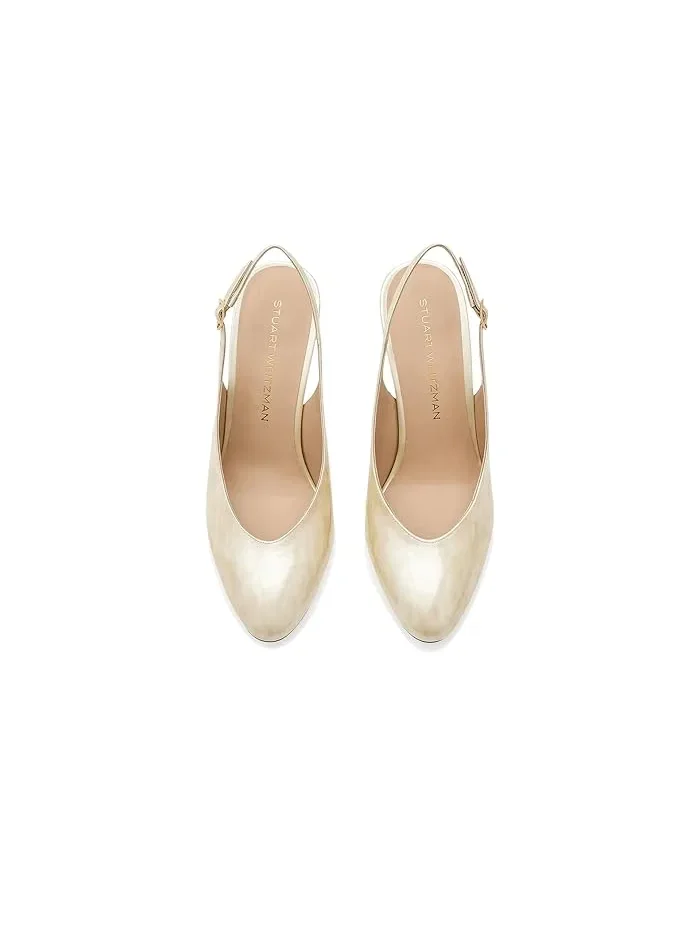 Туфли на каблуке Madison Slingback 85 Stuart Weitzman, Linen — изображение 2 из 4, льняной