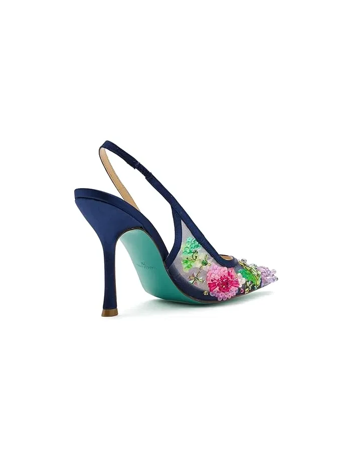 Туфли на каблуке с пайетками Eddie Blue by Betsey Johnson — изображение 3 из 4, темно-синий мульти
