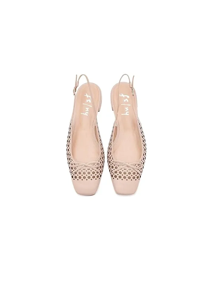 Туфли кожаные с открытой пяткой Raven French Sole — изображение 2 из 4, бежевый