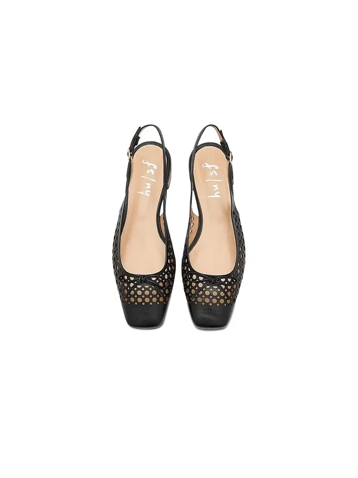 Туфли с открытым мысом низкий каблук Raven French Sole — изображение 2 из 4, черный/белый