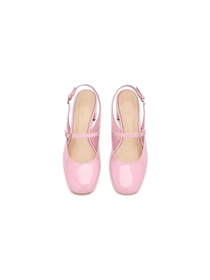 Туфли на каблуке Diana Patent Slingback Block Heels Cinq à Sept — изображение 2 из 4, розовый