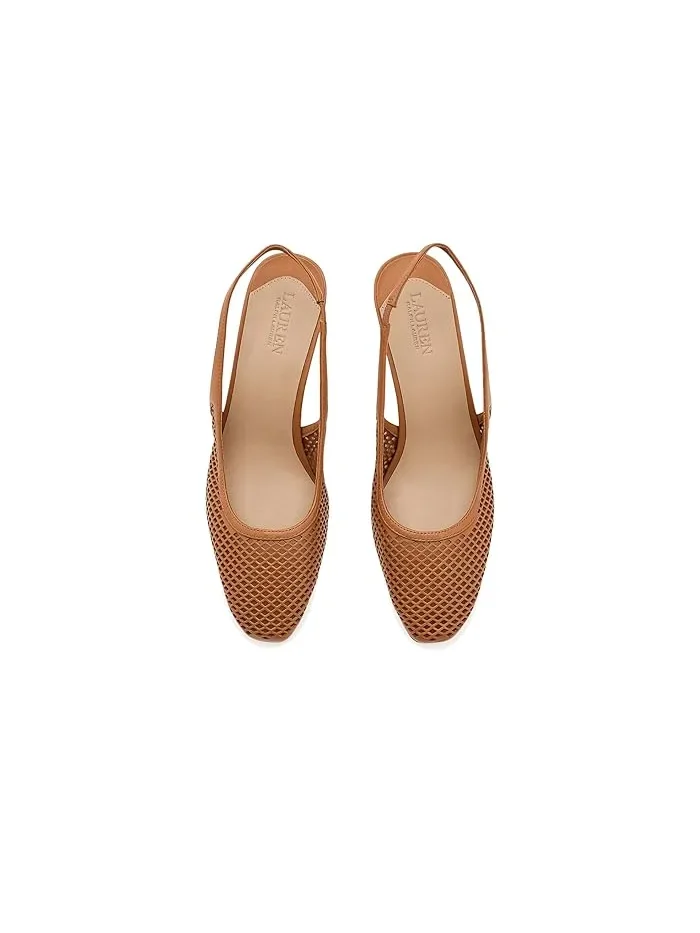 Туфли-лодочки на каблуке Klaire из перфорированной кожи Lauren Ralph Lauren — изображение 2 из 4, карамель