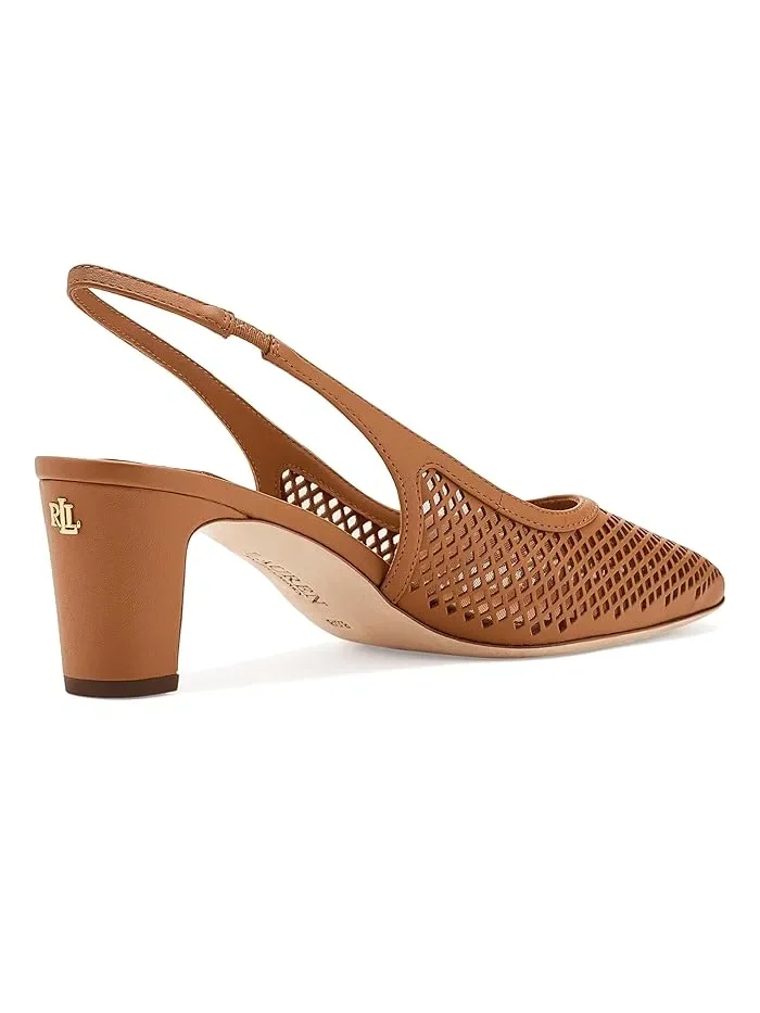 Туфли-лодочки на каблуке Klaire из перфорированной кожи Lauren Ralph Lauren — изображение 3 из 4, карамель