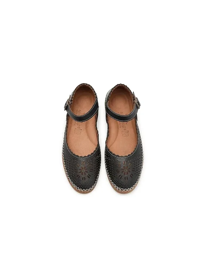 Туфли балетки с лазерной перфорацией Zabelle Spring Step — изображение 2 из 4, черный