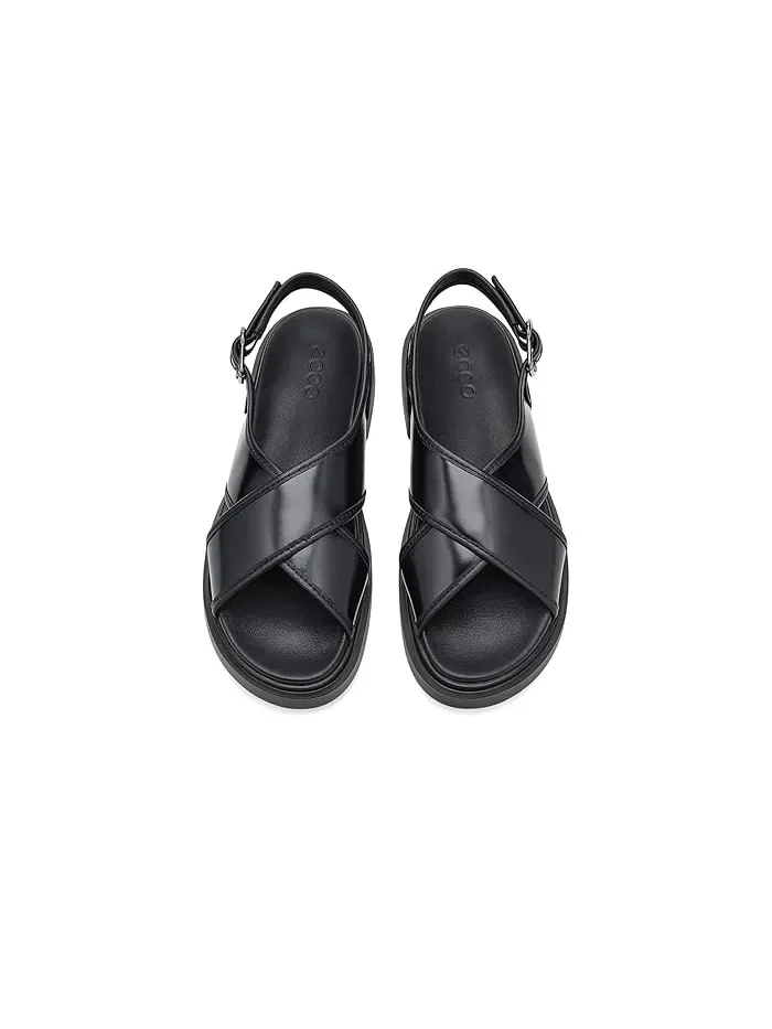 Сандалии ECCO Seoul Cross Strap Slingback, кожаные, с перекрестными ремешками — изображение 2 из 4, черный/черный
