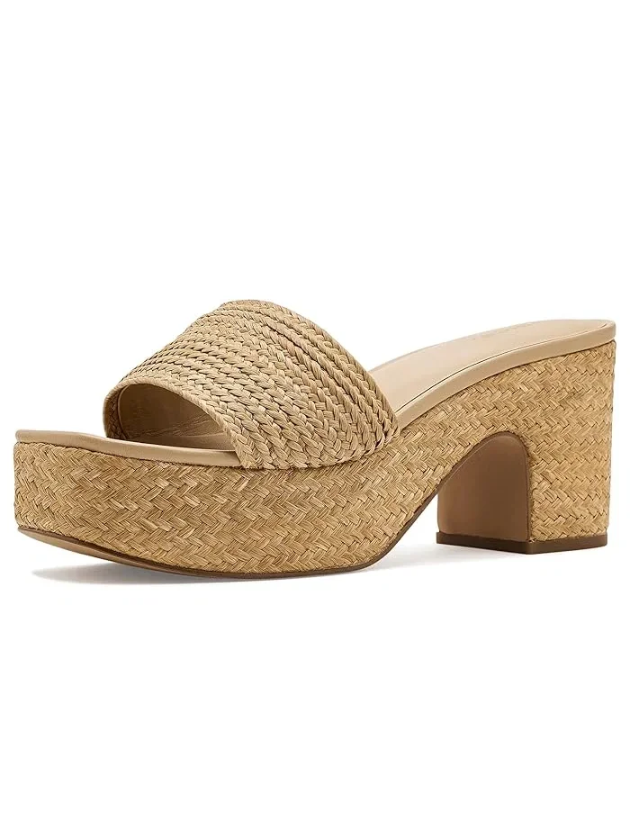 Босоножки на платформе Clarita Raffia Slide Vince — изображение 1 из 4, коричневый