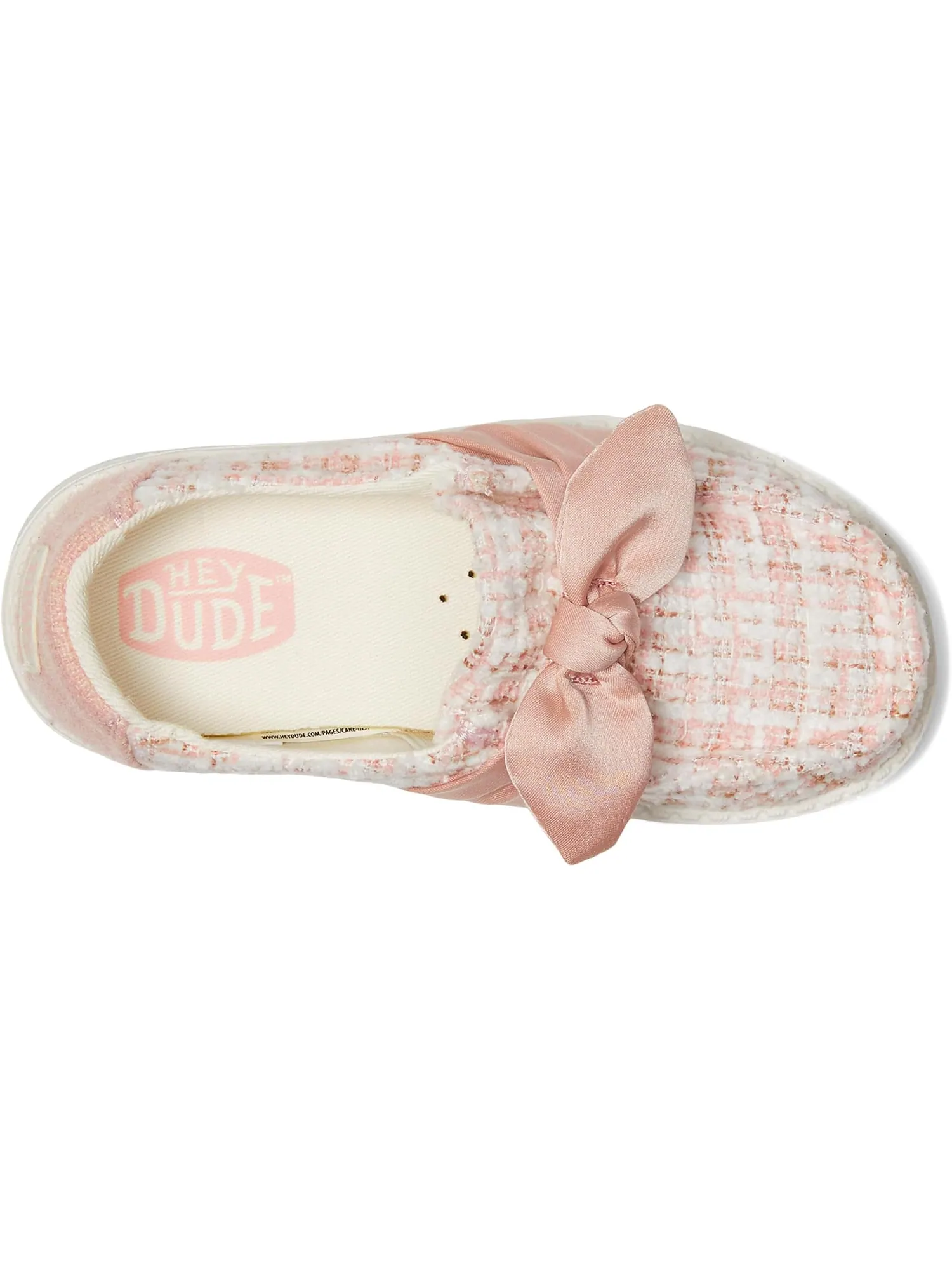 Лоферы Hey Dude Kids Women's Wendy Bow Tweed — изображение 2 из 7, бледный розовый