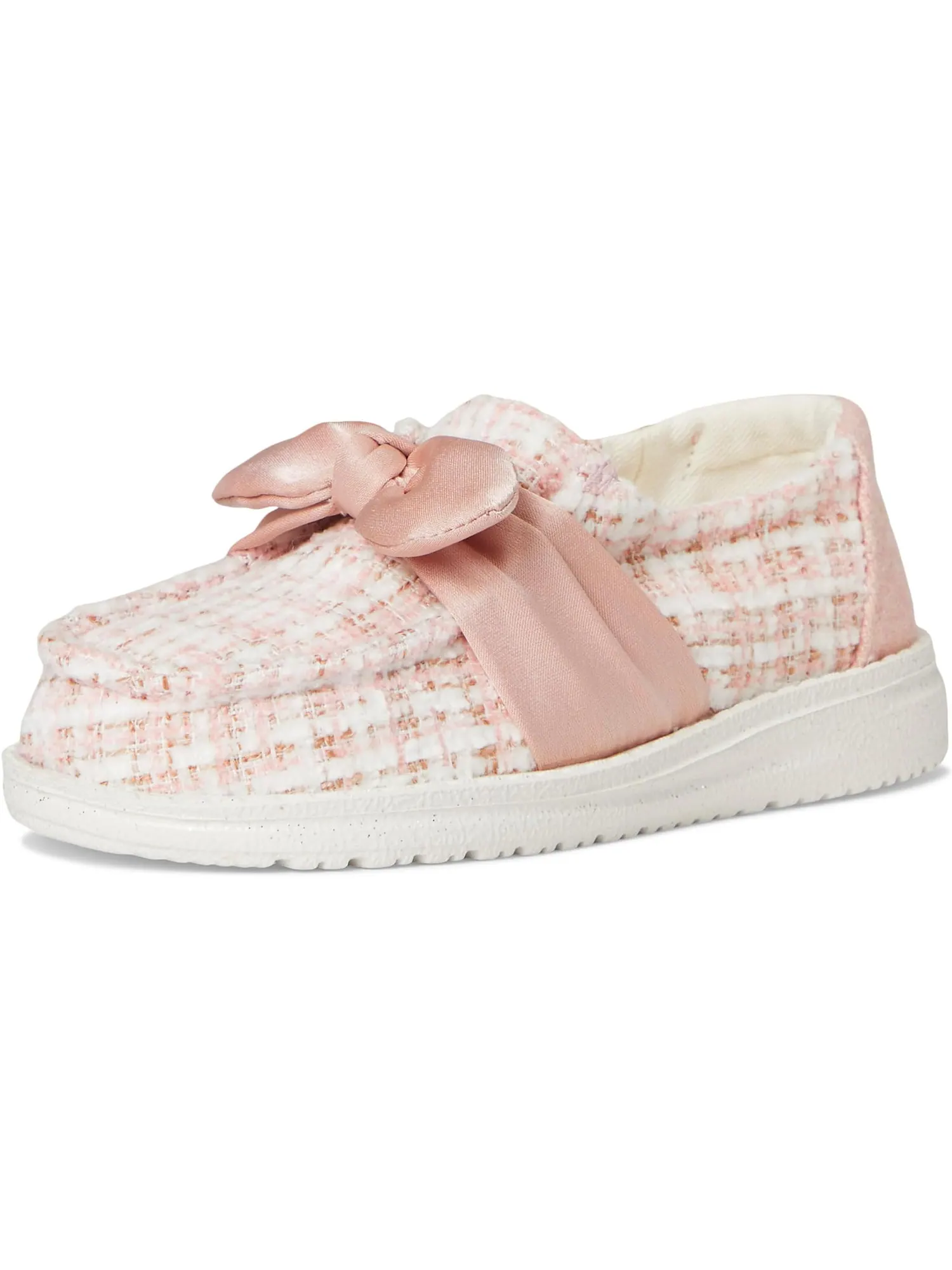Лоферы Hey Dude Kids Women's Wendy Bow Tweed — изображение 7 из 7, бледный розовый