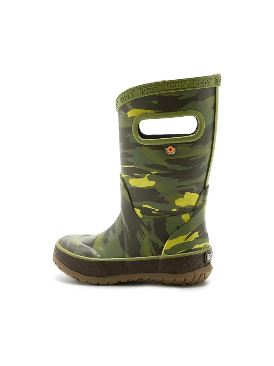 Детские резиновые сапоги Bogs Kids Rainboot Brush Camo (Little Kid/Big Kid) — изображение 4 из 7, зеленый мульти