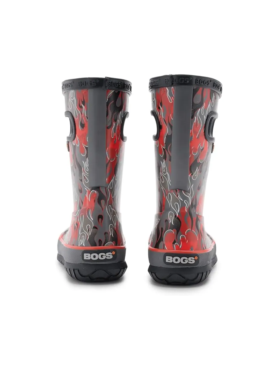 Детские резиновые сапоги Bogs Kids Rainboot Fire Flame (Little Kid/Big Kid) — изображение 7 из 7, темный серый мульти