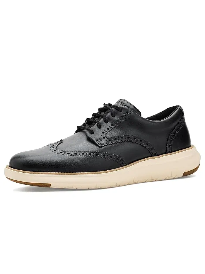 Оксфорды кожаные Grand Remix Wing Tip Cole Haan — изображение 1 из 4, черный/слоновая кость