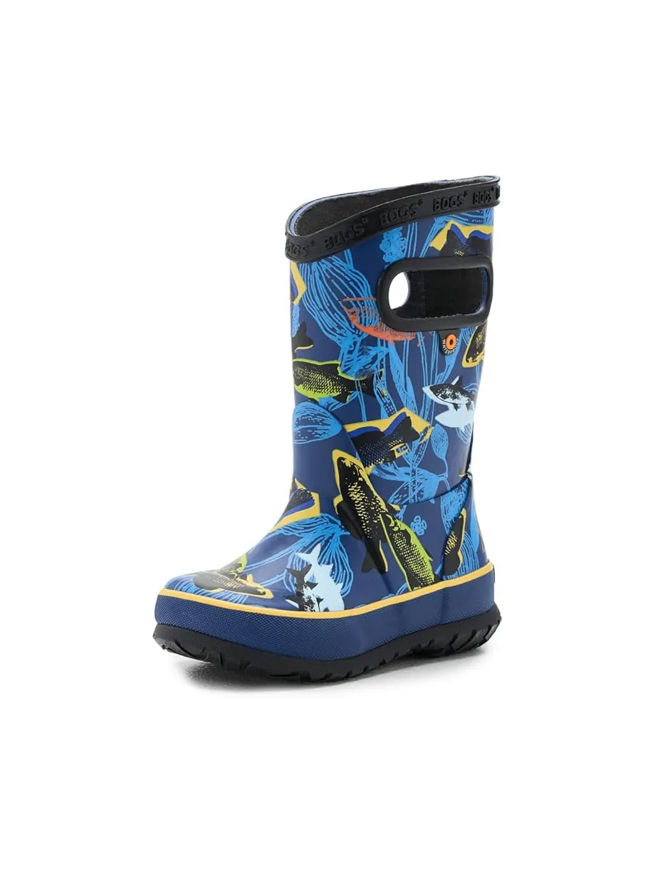 Детские резиновые сапоги Bogs Kids Rainboot Fish (Little Kid/Big Kid) — изображение 1 из 7, темно-синий мульти
