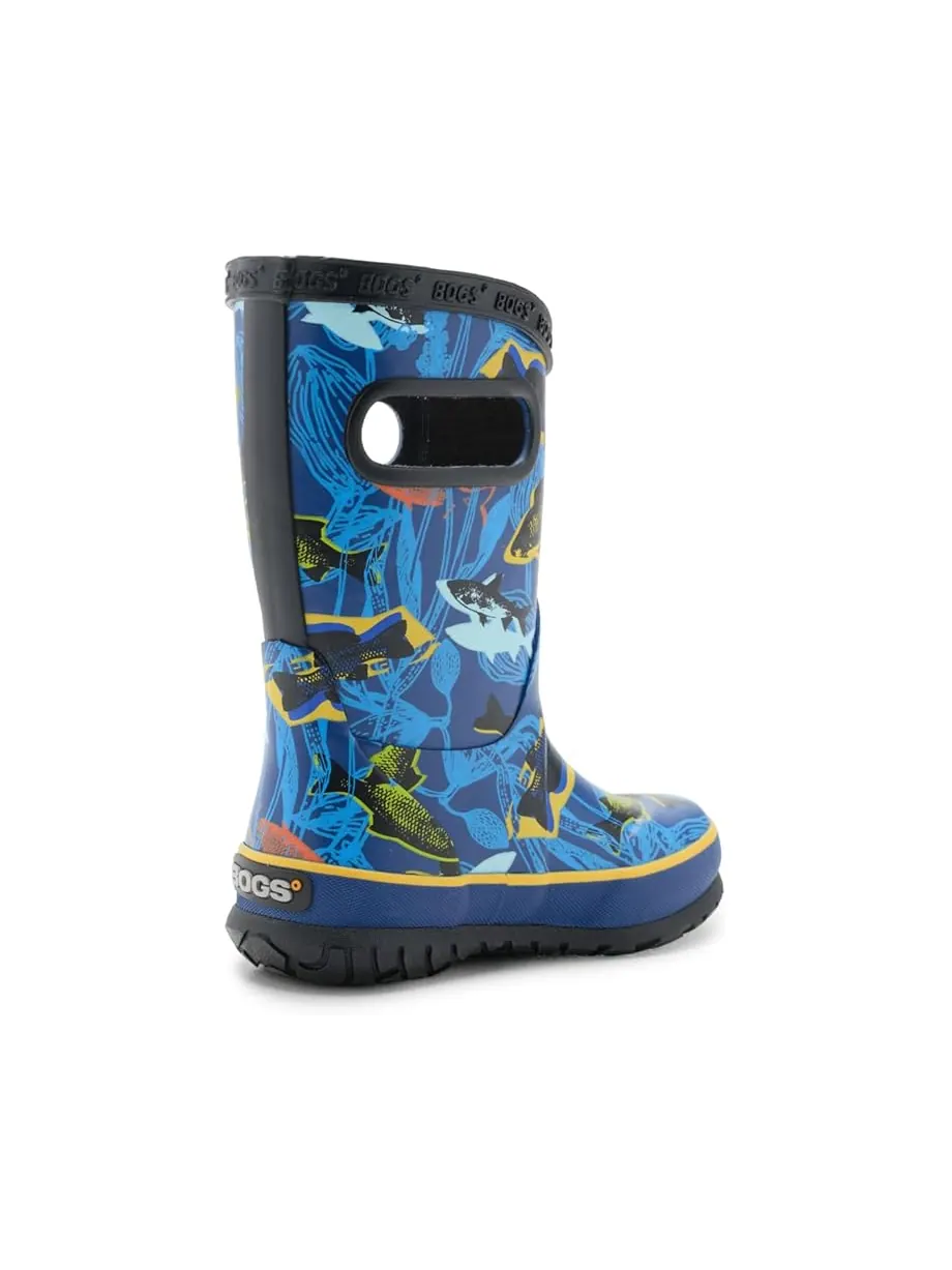 Детские резиновые сапоги Bogs Kids Rainboot Fish (Little Kid/Big Kid) — изображение 3 из 7, темно-синий мульти