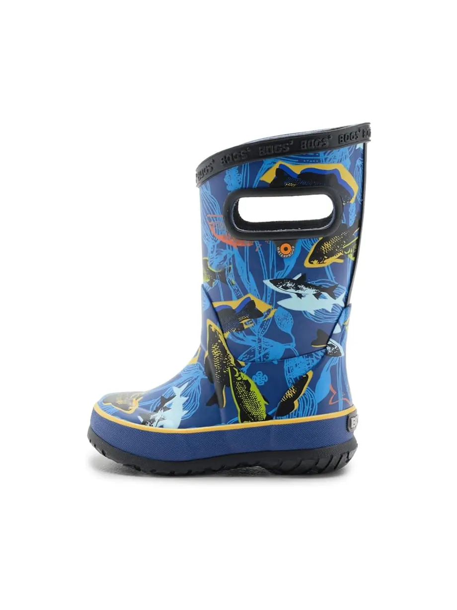 Детские резиновые сапоги Bogs Kids Rainboot Fish (Little Kid/Big Kid) — изображение 4 из 7, темно-синий мульти