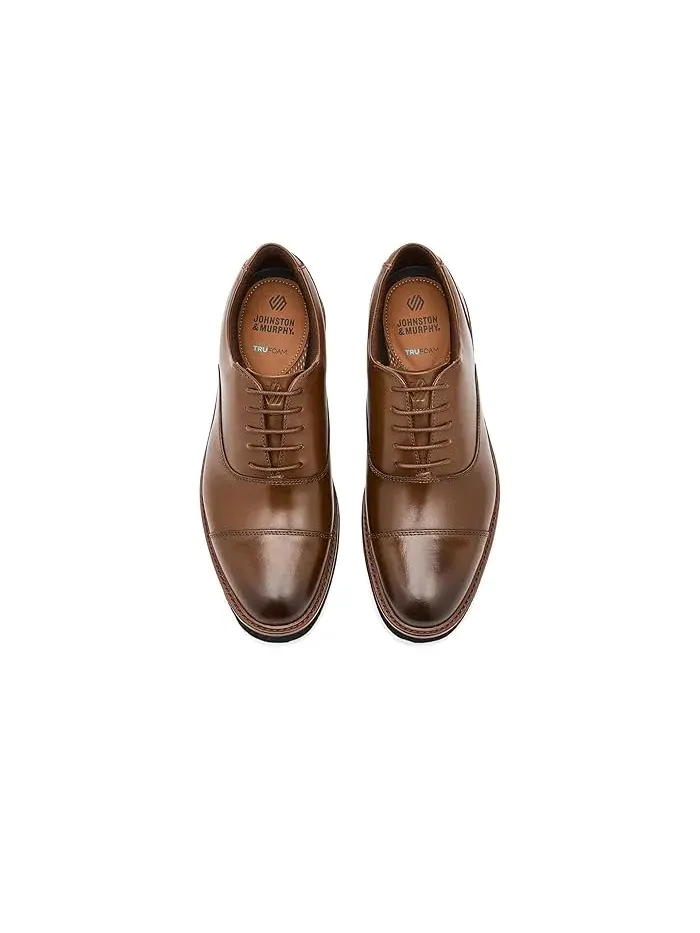 Полуботинки кожаные Tyson Dress Cap Toe Johnston & Murphy — изображение 2 из 4, бежевый