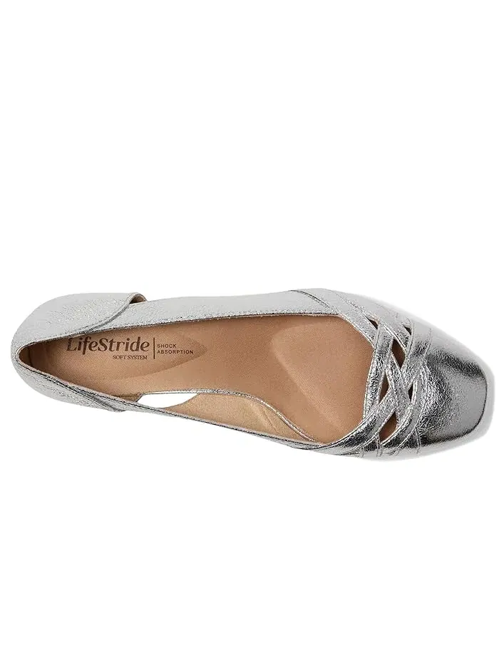 Балетки кожаные Carmen Ballet Flats LifeStride — изображение 2 из 4, серебряный