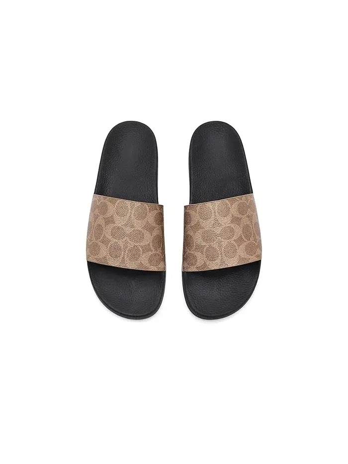 Сандалии Pool Slide In Signature Canvas COACH — изображение 2 из 4, бежевый