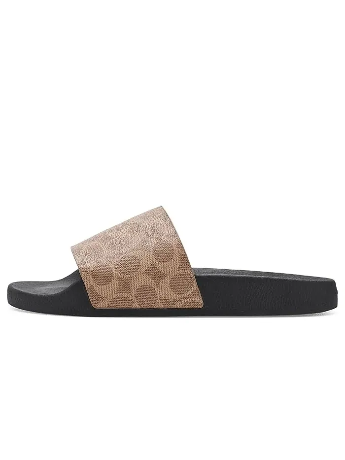 Сандалии Pool Slide In Signature Canvas COACH — изображение 4 из 4, бежевый