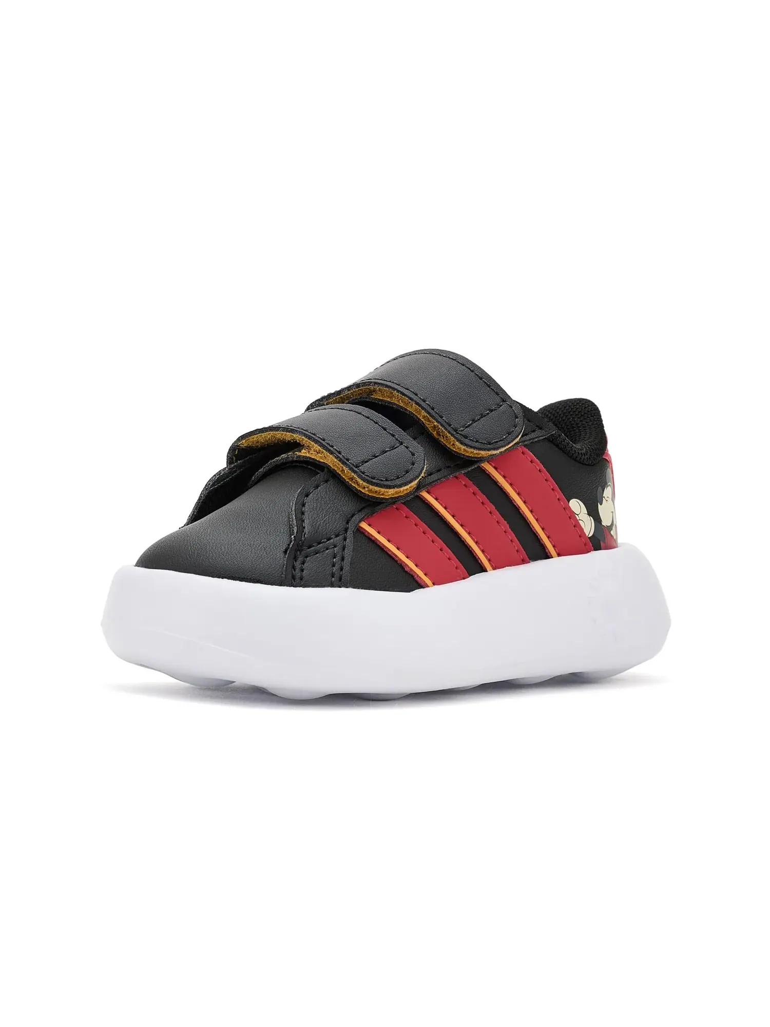Кроссовки Disney Grand Court Hook & Loop (для младенцев и малышей) Adidas Kids — изображение 1 из 4, черный//желтый