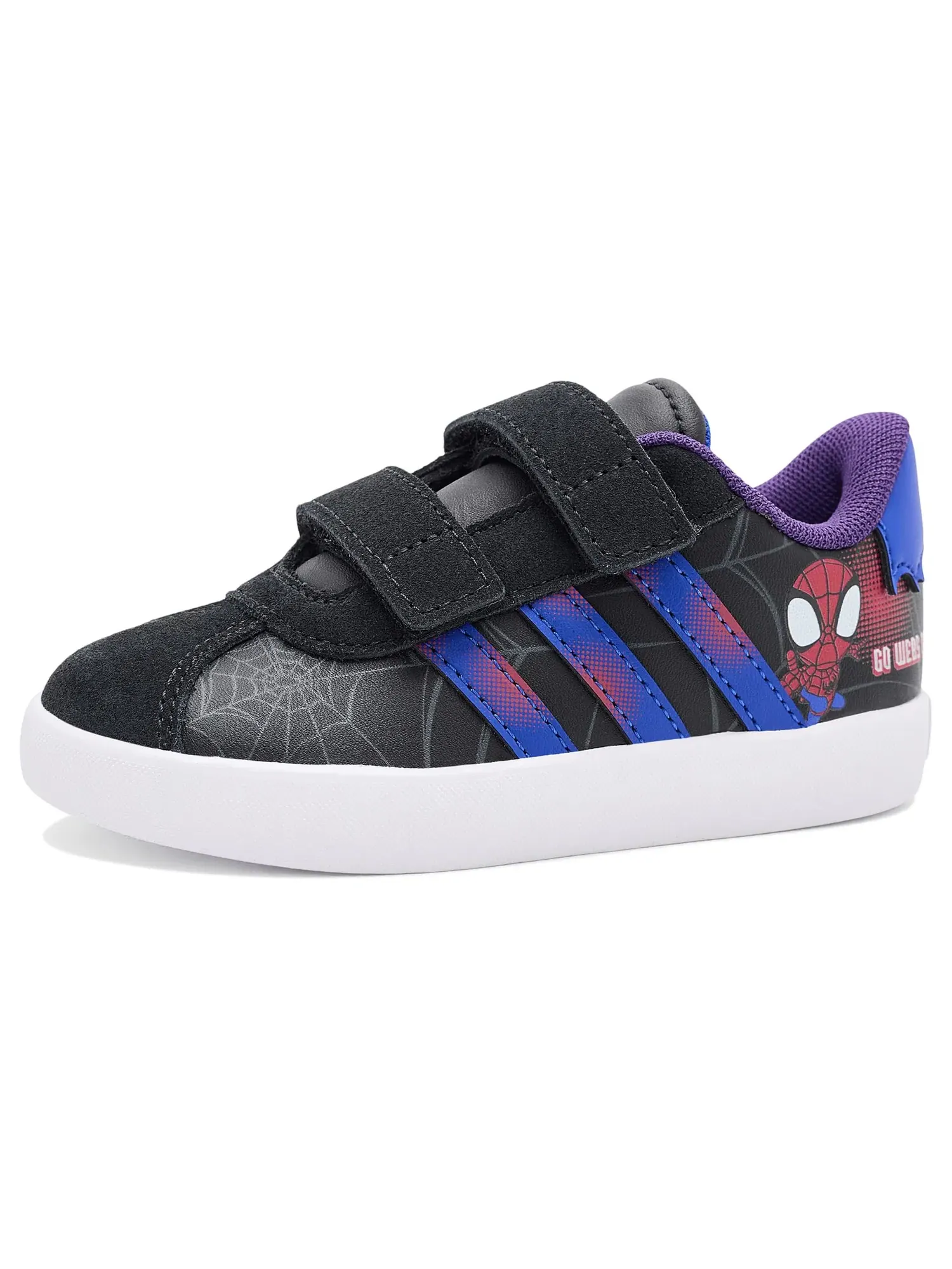 Кроссовки Marvel Vl Court 3.0 Hook & Loop (для младенцев и малышей) Adidas Kids — изображение 1 из 4, черный/синий/фиолетовый
