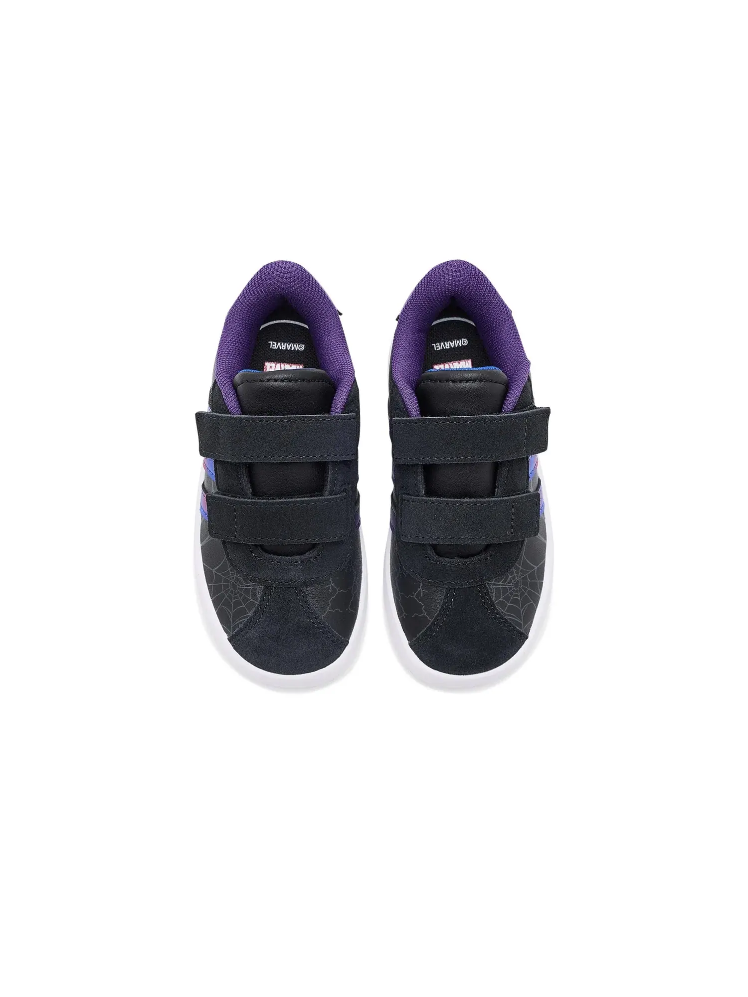Кроссовки Marvel Vl Court 3.0 Hook & Loop (для младенцев и малышей) Adidas Kids — изображение 2 из 4, черный/синий/фиолетовый