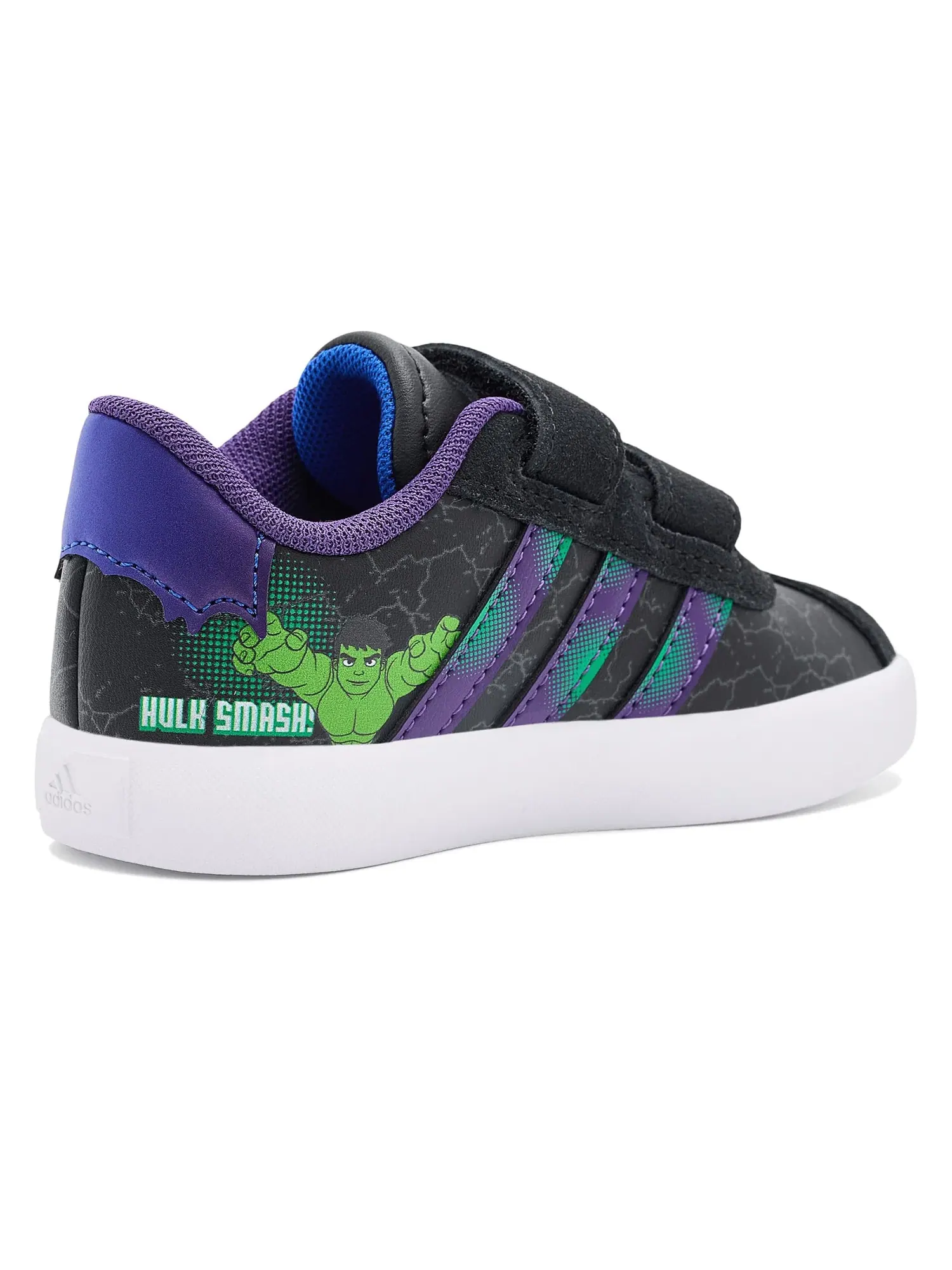 Кроссовки Marvel Vl Court 3.0 Hook & Loop (для младенцев и малышей) Adidas Kids — изображение 3 из 4, черный/синий/фиолетовый