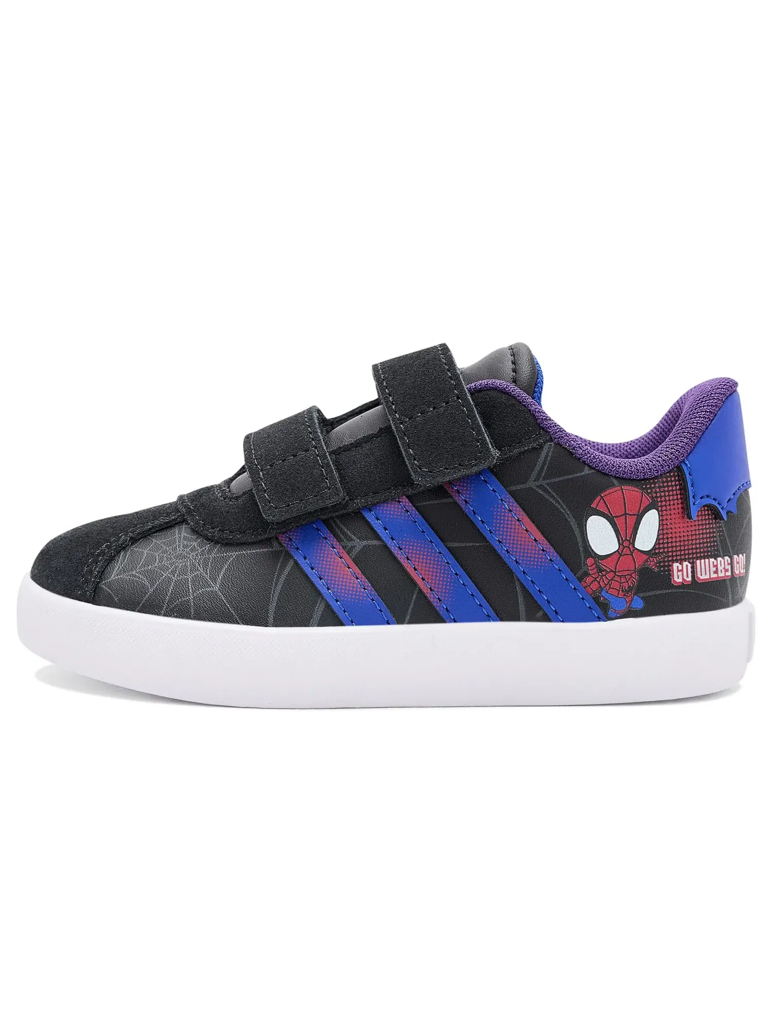 Кроссовки Marvel Vl Court 3.0 Hook & Loop (для младенцев и малышей) Adidas Kids — изображение 4 из 4, черный/синий/фиолетовый