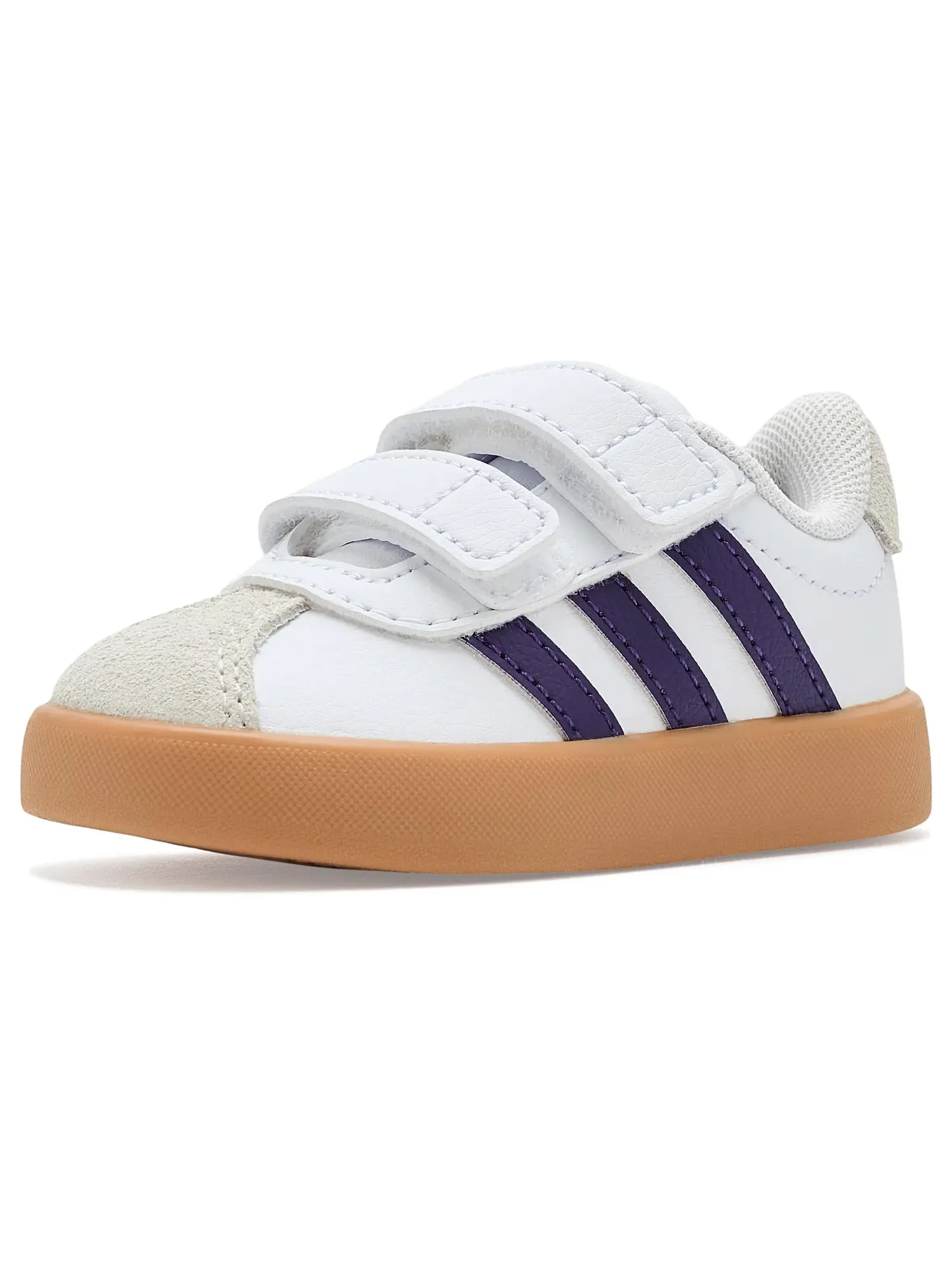 Кроссовки VL Court 3.0 Hook & Loop (для младенцев и малышей) Adidas Kids — изображение 1 из 4, белый/фиолетовый