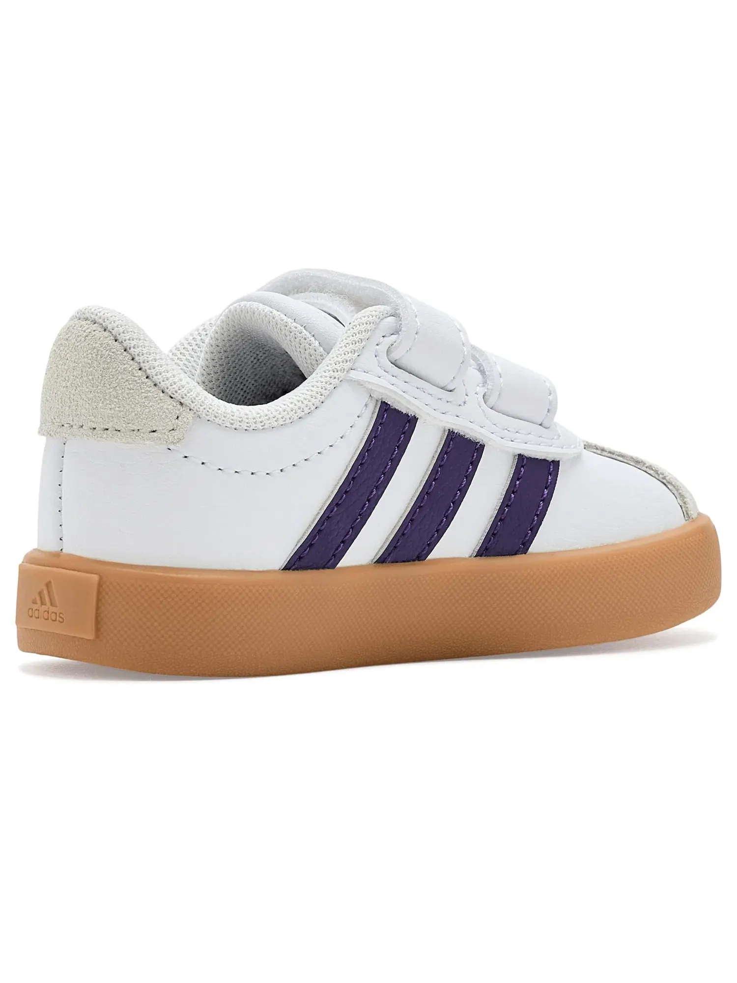 Кроссовки VL Court 3.0 Hook & Loop (для младенцев и малышей) Adidas Kids — изображение 3 из 4, белый/фиолетовый