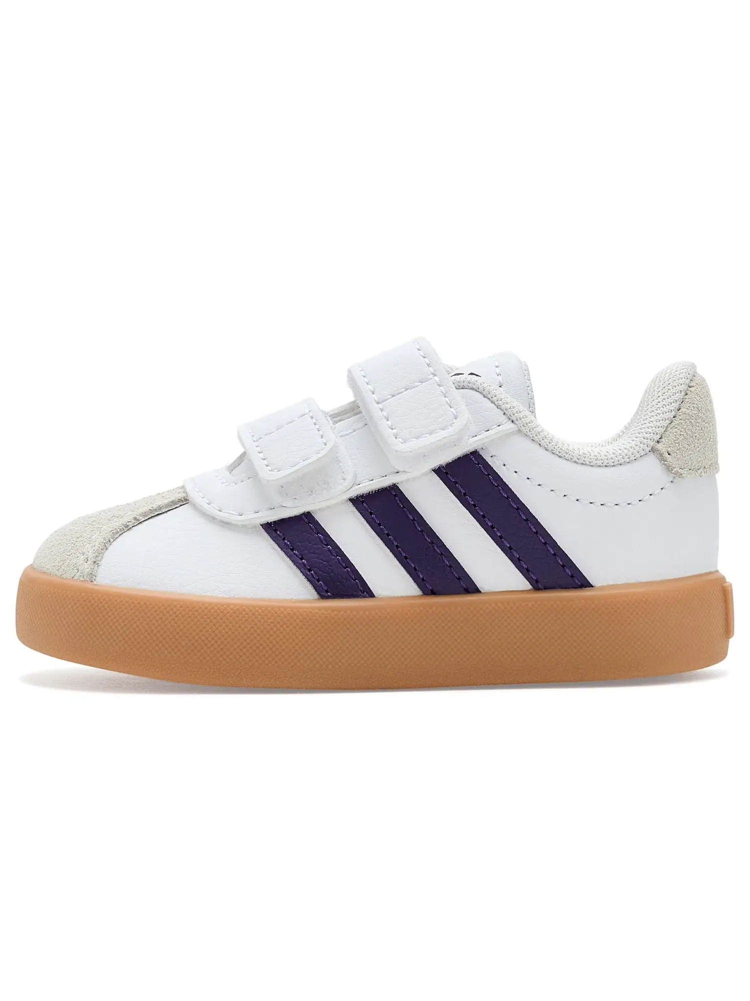 Кроссовки VL Court 3.0 Hook & Loop (для младенцев и малышей) Adidas Kids — изображение 4 из 4, белый/фиолетовый