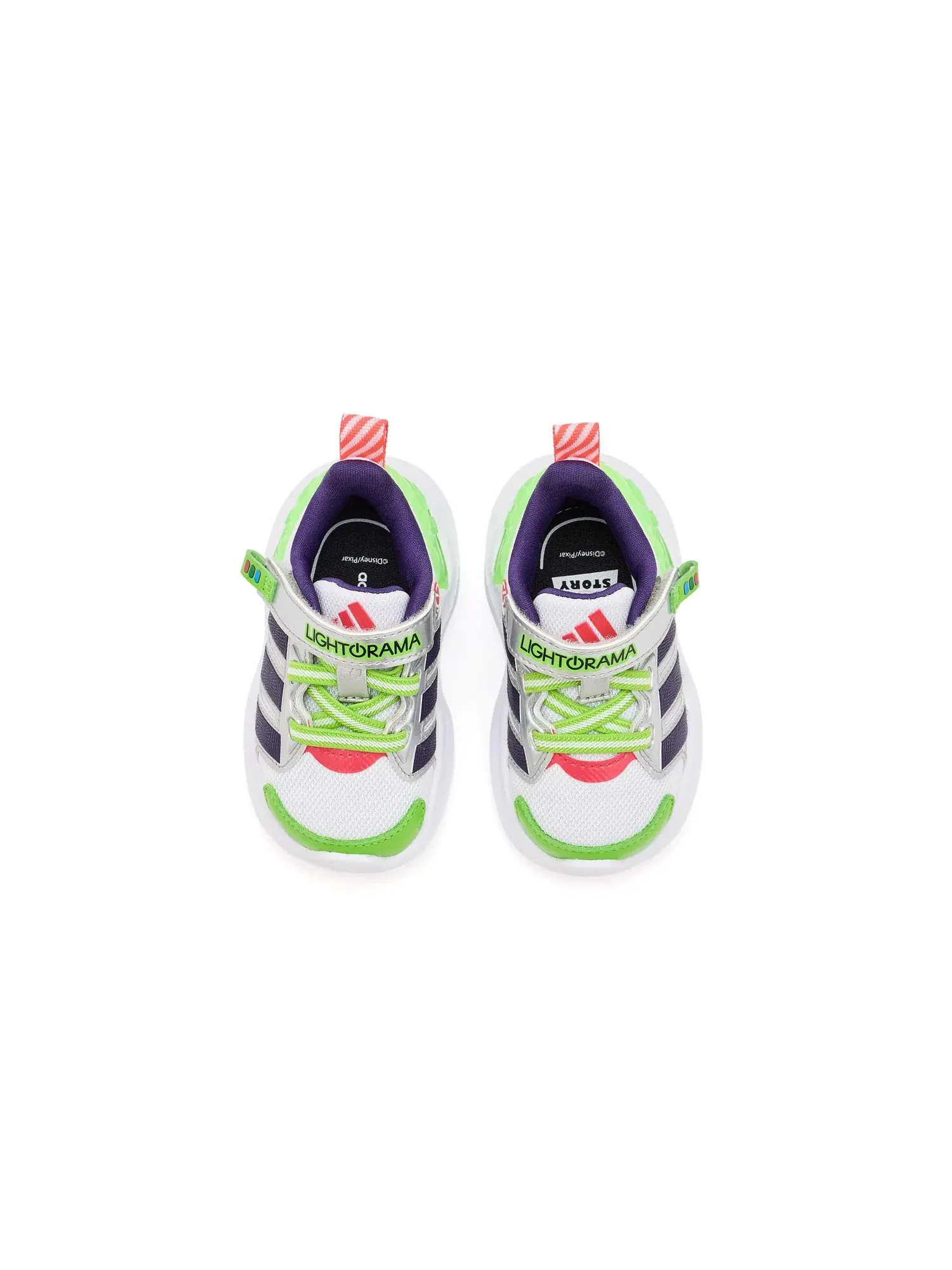 Кроссовки Pixar Lightorama Runner (для младенцев и малышей) Adidas Kids — изображение 2 из 4, белый/фиолетовый/красный