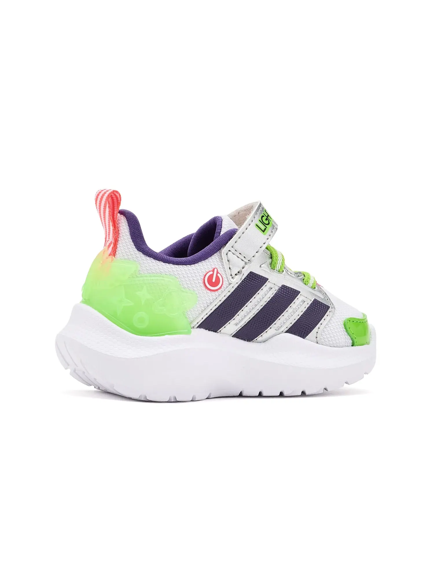 Кроссовки Pixar Lightorama Runner (для младенцев и малышей) Adidas Kids — изображение 3 из 4, белый/фиолетовый/красный