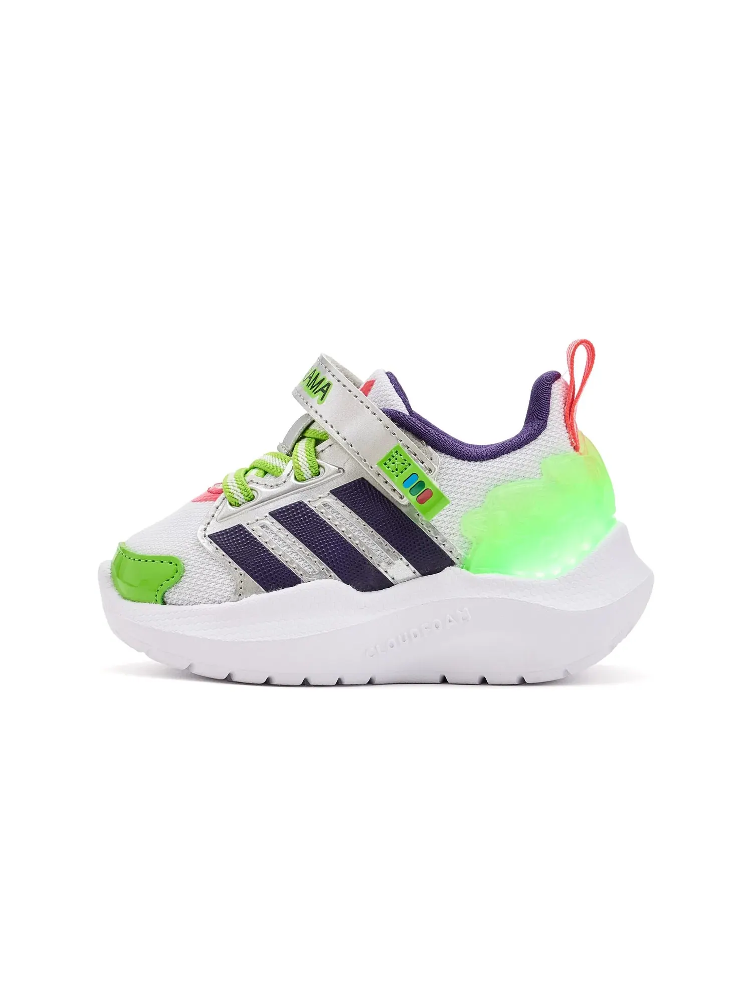 Кроссовки Pixar Lightorama Runner (для младенцев и малышей) Adidas Kids — изображение 4 из 4, белый/фиолетовый/красный