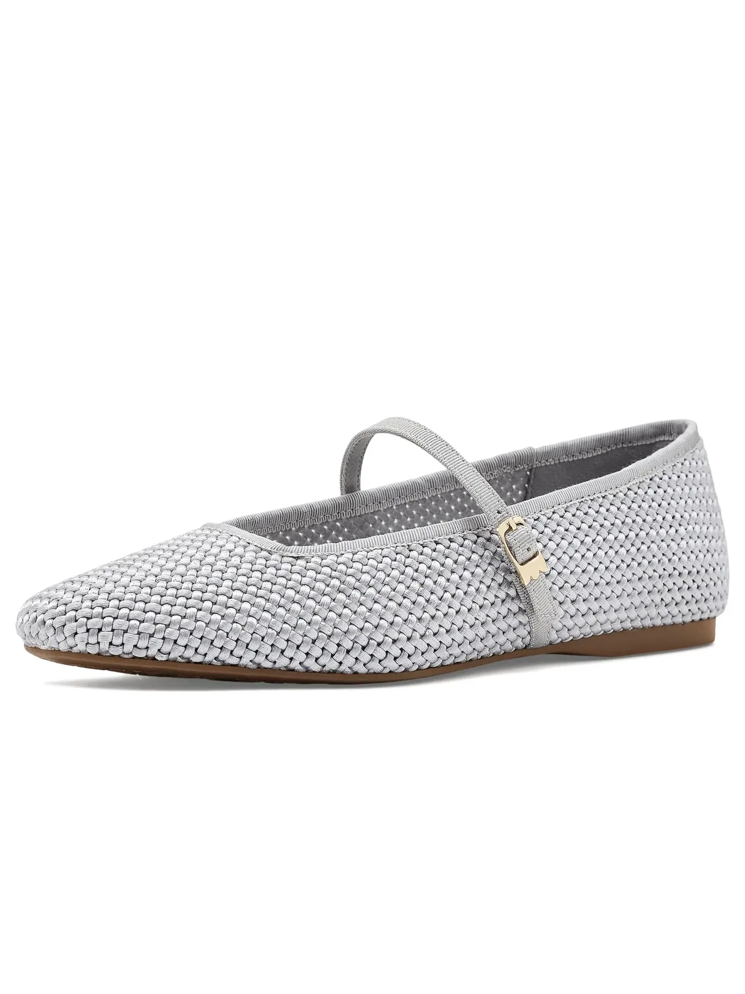 Балетки Hummingbird Mary Jane Woven Satin Birdies — изображение 1 из 4, серебристый