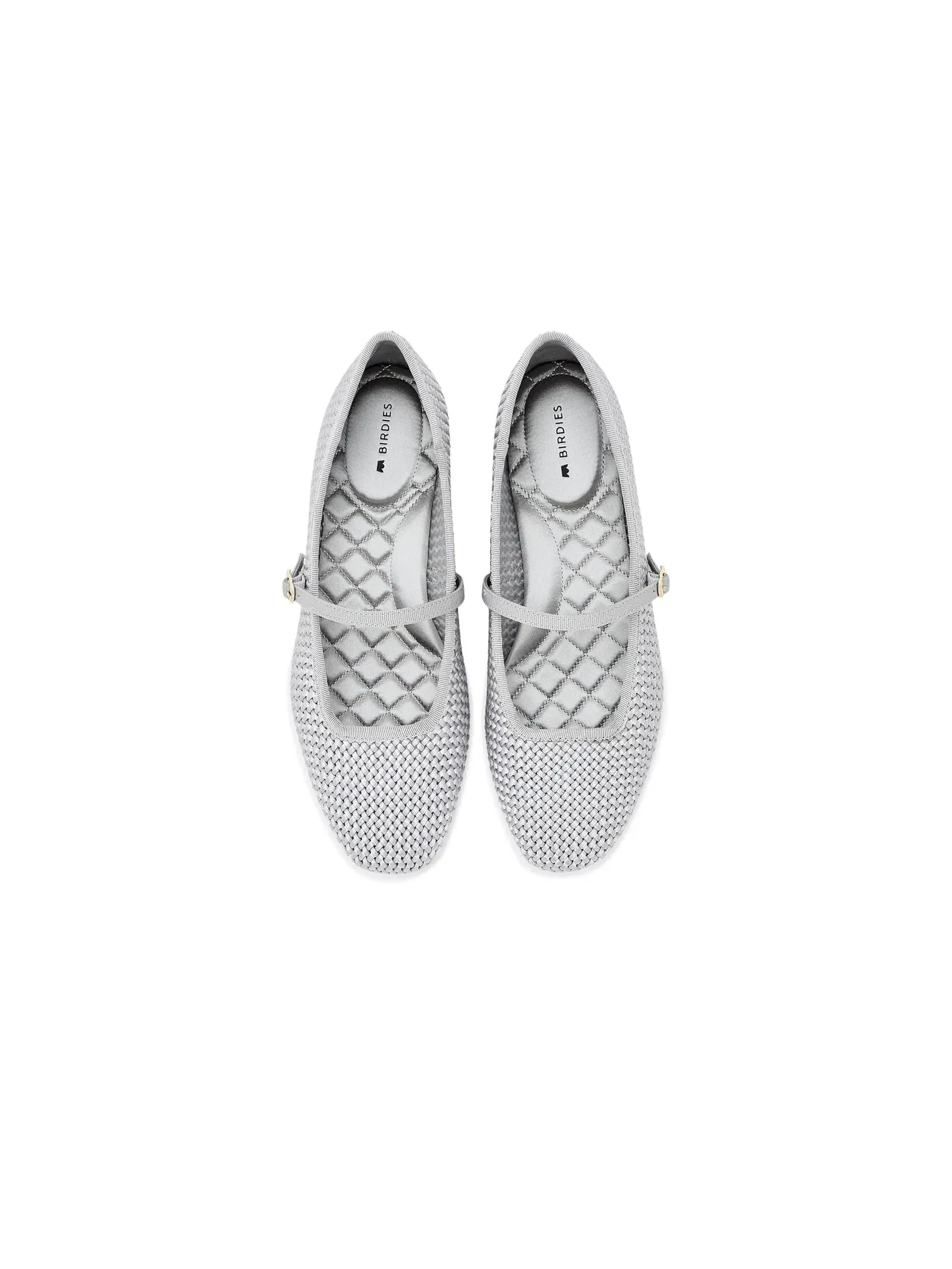 Балетки Hummingbird Mary Jane Woven Satin Birdies — изображение 2 из 4, серебристый
