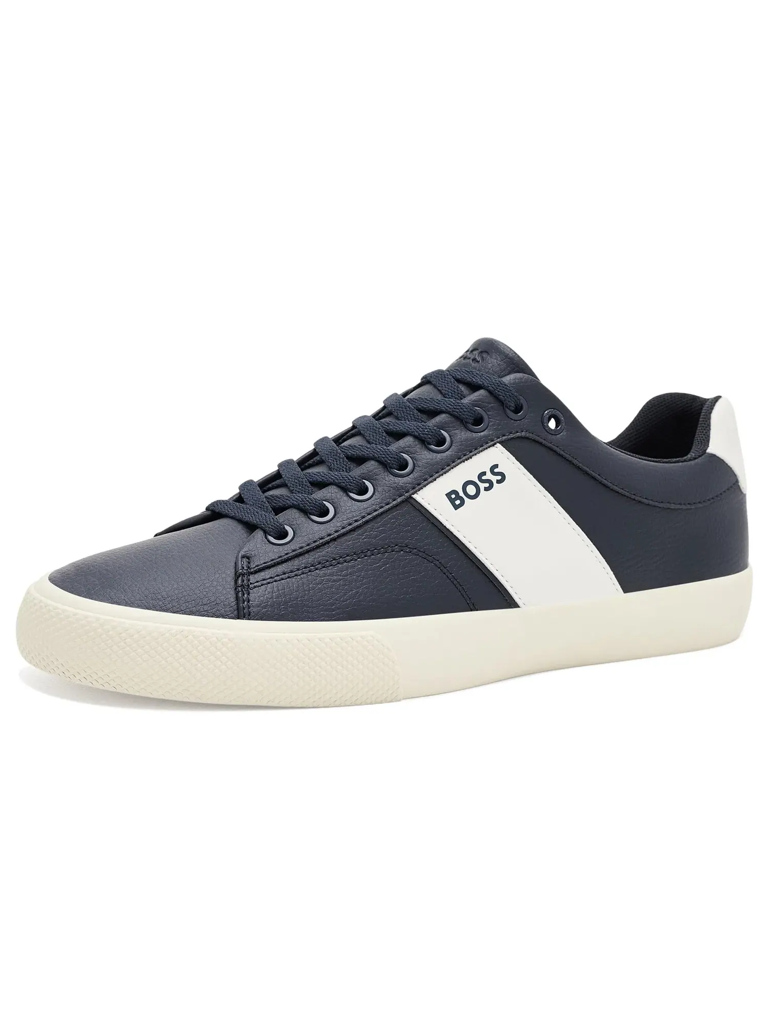 Низкие кожаные кроссовки с логотипом Aiden Boss — изображение 1 из 4, темно-синий